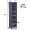 Household Essentials Hanging Cotton Blend Closet Organizer with 6 Storage Shelves, Denim(Denim)