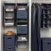 Household Essentials Hanging Cotton Blend Closet Organizer with 6 Storage Shelves, Denim(Denim)
