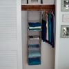 Household Essentials Hanging Cotton Blend Closet Organizer with 6 Storage Shelves, Denim(Light Grey)