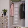 Household Essentials Hanging Cotton Blend Closet Organizer with 6 Storage Shelves, Denim(Light Natural)