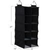 Household Essentials Hanging Cotton Blend and Plastic Closet Shoe Organizer with 10 Storage Compartments, Denim(Black)