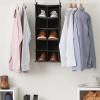 Household Essentials Hanging Cotton Blend and Plastic Closet Shoe Organizer with 10 Storage Compartments, Denim(Black)
