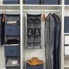 Household Essentials Hanging Cotton Blend and Plastic Closet Shoe Organizer with 10 Storage Compartments, Denim(Denim)
