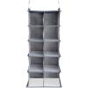 Household Essentials Hanging Cotton Blend and Plastic Closet Shoe Organizer with 10 Storage Compartments, Denim(Denim)