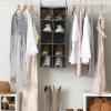 Household Essentials Hanging Cotton Blend and Plastic Closet Shoe Organizer with 10 Storage Compartments, Denim(Gray)