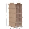 Household Essentials Hanging Cotton Blend and Plastic Closet Shoe Organizer with 10 Storage Compartments, Denim(Latte)