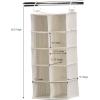 Household Essentials Hanging Cotton Blend and Plastic Closet Shoe Organizer with 10 Storage Compartments, Denim(Natural)
