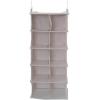 Household Essentials Hanging Cotton Blend and Plastic Closet Shoe Organizer with 10 Storage Compartments, Denim(Silver)
