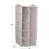 Household Essentials Hanging Cotton Blend and Plastic Closet Shoe Organizer with 10 Storage Compartments, Denim(Silver)
