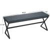 Household Essentials Harper Metal Bench with Boucle Upholstered Cushion, Blue-Grey and Black(Blue-grey)