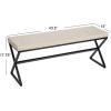 Household Essentials Harper Metal Bench with Boucle Upholstered Cushion, Blue-Grey and Black(Cream)