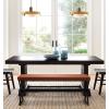 Household Essentials Harper Metal Bench with Boucle Upholstered Cushion, Blue-Grey and Black(Terracotta)