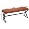 Household Essentials Harper Metal Bench with Boucle Upholstered Cushion, Blue-Grey and Black(Terracotta)