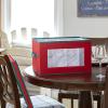 Household Essentials Holiday Stemware Storage Box, Windowed Storage with Lid, 12 Storage Compartments, Double Handles, Perfect for Storing Special Occasion Glassware, Red with Green Trim(Red)