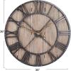 Household Essentials Household Essentials Large Oversized Decorative Rustic Wall Clock, Brown Wood / black Metal