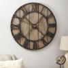 Household Essentials Household Essentials Large Oversized Decorative Rustic Wall Clock, Brown Wood / black Metal