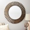Household Essentials Household Essentials Wood Framed Sunburst Metal Mirror, Brown(Metal)