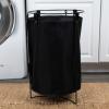 Household Essentials Iron Laundry Hamper with Removable Bag(Black)
