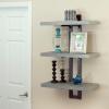Household Essentials Jamestown 3 Tier Wall Shelf with Single-Hole Mount Rustic Slate Concrete and Grey Metal