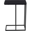 Household Essentials Jamestown C-Shaped for Accessibility Side End Table Black Oak Wood Grain and Black Metal