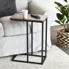 Household Essentials Jamestown C-Shaped for Accessibility Side End Table Rustic Texture Slate Concrete and Black Metal(Ashwood)