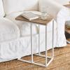 Household Essentials Jamestown C-Shaped for Accessibility Side End Table Rustic Texture Slate Concrete and Black Metal(Coastal Oak)