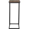 Household Essentials Jamestown C-Shaped for Accessibility Side End Table Rustic Texture Slate Concrete and Black Metal(Walnut)