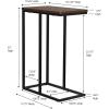 Household Essentials Jamestown C-Shaped for Accessibility Side End Table Rustic Texture Slate Concrete and Black Metal(Walnut)