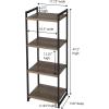 Household Essentials Jamestown Narrow 4 Shelf Open Storage Bookshelf Ashwood Rustic Wood Grain and Black Metal