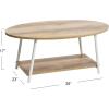 Household Essentials Jamestown Oval Coffee Table with Storage Shelf Rustic Slate Concrete and Black Metal(Coastal Oak)