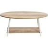 Household Essentials Jamestown Oval Coffee Table with Storage Shelf Rustic Slate Concrete and Black Metal(Coastal Oak)