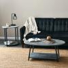 Household Essentials Jamestown Oval Coffee Table with Storage Shelf Rustic Slate Concrete and Black Metal(Grey)