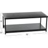 Household Essentials Jamestown Rectangular Coffee Table with Storage Shelf Coastal Oak Rustic Wood Grain and White Metal(Black)