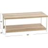 Household Essentials Jamestown Rectangular Coffee Table with Storage Shelf Coastal Oak Rustic Wood Grain and White Metal(Distressed White)