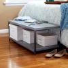 Household Essentials Jamestown Rectangular Coffee Table with Storage Shelf Coastal Oak Rustic Wood Grain and White Metal(Grey)