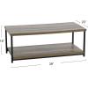 Household Essentials Jamestown Rectangular Coffee Table with Storage Shelf Coastal Oak Rustic Wood Grain and White Metal(Taupe)