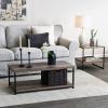 Household Essentials Jamestown Rectangular Coffee Table with Storage Shelf Coastal Oak Rustic Wood Grain and White Metal(Taupe)