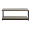 Household Essentials Jamestown Rectangular Coffee Table with Storage Shelf Coastal Oak Rustic Wood Grain and White Metal(Taupe)