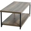 Household Essentials Jamestown Rectangular Coffee Table with Storage Shelf Coastal Oak Rustic Wood Grain and White Metal(Taupe)