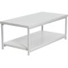 Household Essentials Jamestown Rectangular Coffee Table with Storage Shelf Coastal Oak Rustic Wood Grain and White Metal(White)