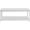 Household Essentials Jamestown Rectangular Coffee Table with Storage Shelf Coastal Oak Rustic Wood Grain and White Metal(White)