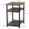 Household Essentials Jamestown Rectangular Side End Table with Storage Shelves Rustic Slate Concrete and Black Metal(Ashwood)