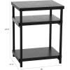 Household Essentials Jamestown Rectangular Side End Table with Storage Shelves Rustic Slate Concrete and Black Metal(Black Oak)