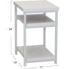 Household Essentials Jamestown Rectangular Side End Table with Storage Shelves Rustic Slate Concrete and Black Metal(Scandinavian White)