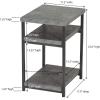 Household Essentials Jamestown Rectangular Side End Table with Storage Shelves Rustic Slate Concrete and Black Metal(Slate)