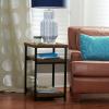 Household Essentials Jamestown Rectangular Side End Table with Storage Shelves Rustic Slate Concrete and Black Metal(Walnut)
