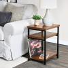 Household Essentials Jamestown Rectangular Side End Table with Storage Shelves Rustic Slate Concrete and Black Metal(Walnut)