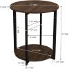 Household Essentials Jamestown Round Side End Table with Storage Shelf Mid Century Walnut Wood Grain and Black Metal(Walnut)