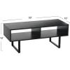 Household Essentials Jamestown TV Stand Coffee Table with Rectangular Storage Compartments Coastal Oak Rustic Wood Grain and White Metal(Black)