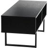 Household Essentials Jamestown TV Stand Coffee Table with Rectangular Storage Compartments Coastal Oak Rustic Wood Grain and White Metal(Black)